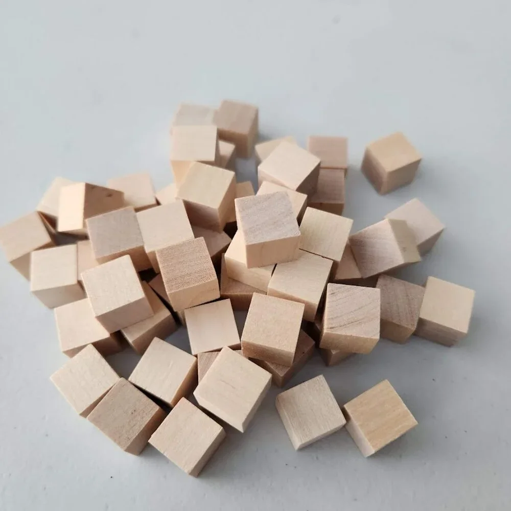 100 DIY Craft Supplies Wooden Cubes 1/2-inch Blank Wooden Blocks Unfinished Wood